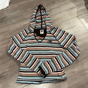 north face striped long sleeve w hood
